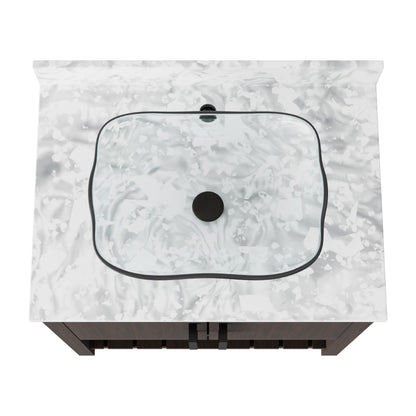 30-inch Novatto bath vanity with Carrara white marble counter and integrated sink, shown with sleek design and polished finish.