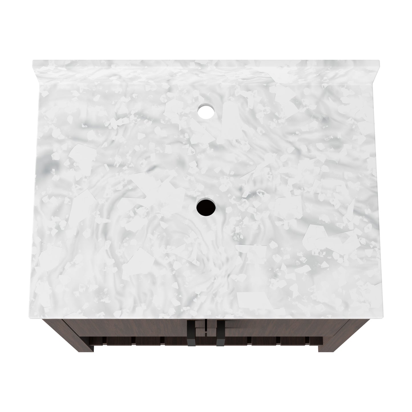30-inch Novatto vanity with Carrara White marble countertop, stylish bathroom accessory with modern design.