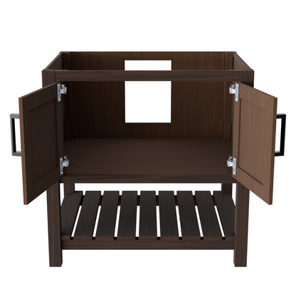 30-inch Café Mocha bath vanity by Novatto, featuring a sleek design and smooth finish, shown from a front view.