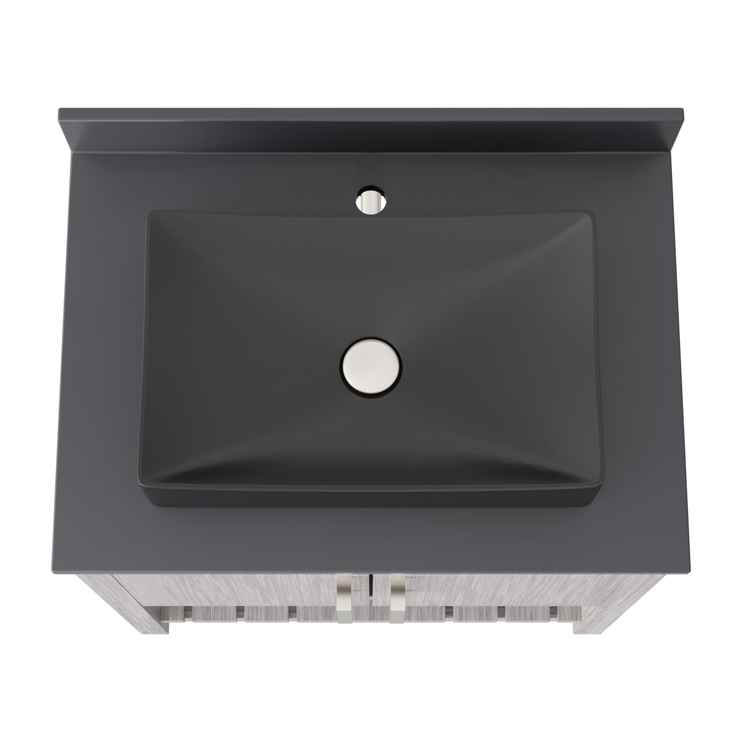 30-inch Novatto bath vanity with storm grey quartz countertop and sink, showcasing modern bathroom accessory design.