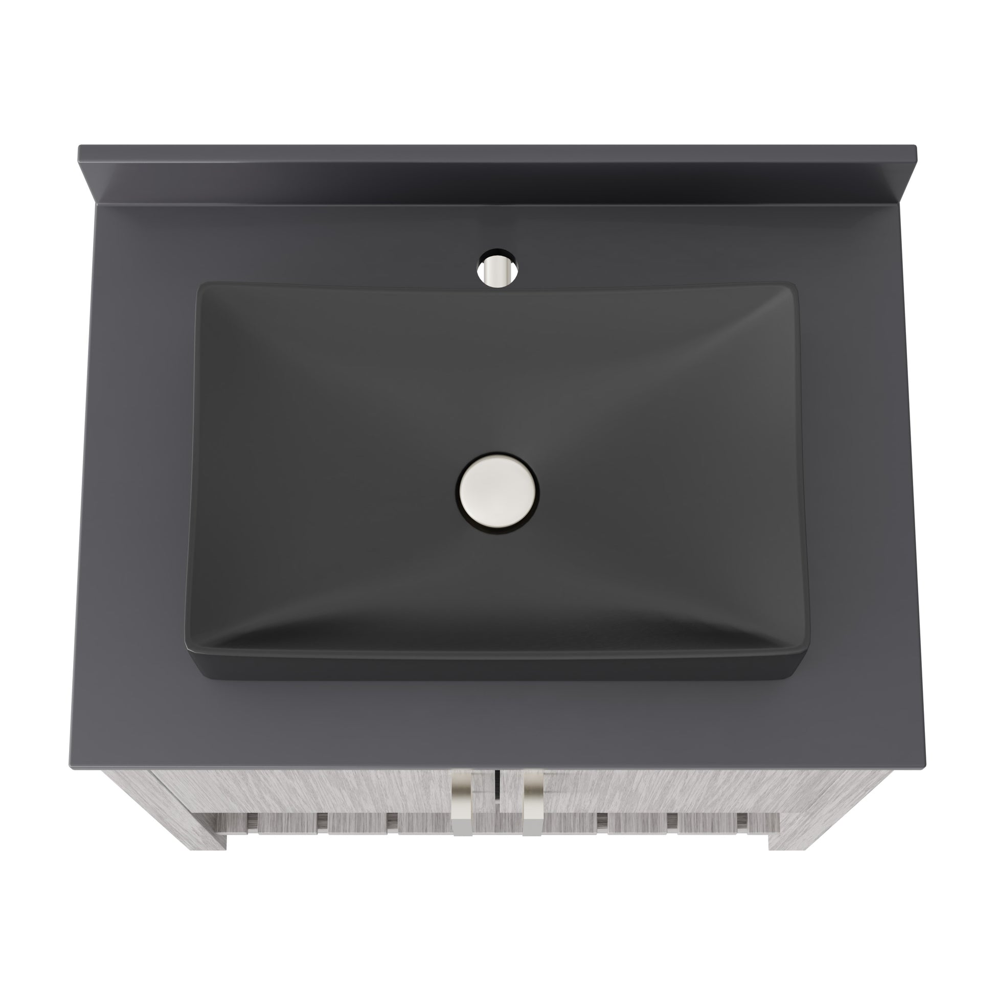 30-inch Novatto bath vanity with storm grey quartz countertop and sink, showcasing modern bathroom accessory design.