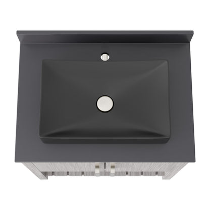 30-inch Novatto bath vanity with storm grey quartz countertop and sink, showcasing modern bathroom accessory design.