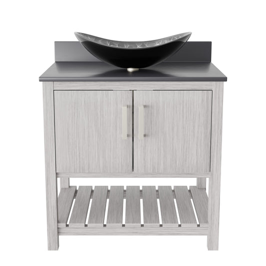 30-inch Bath Vanity with Storm Grey Quartz Counter and Sink - NOBV-30SG-280-0128031