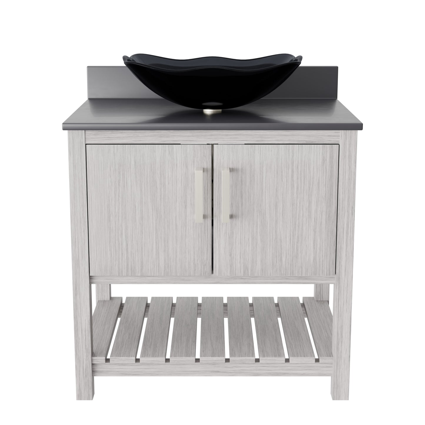 30-inch Bath Vanity with Storm Grey Quartz Counter and Sink - NOBV-30SG-280-317G