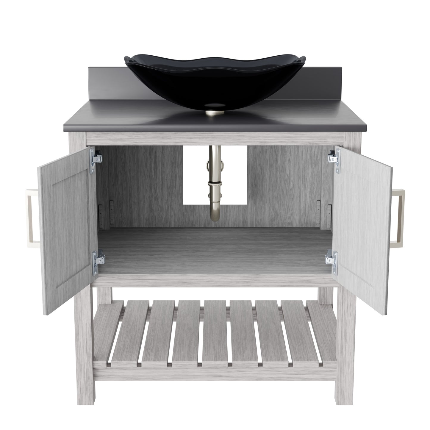 30-inch Bath Vanity with Storm Grey Quartz Counter and Sink - NOBV-30SG-280-317G