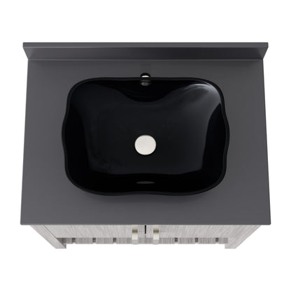 30-inch Bath Vanity with Storm Grey Quartz Counter and Sink - NOBV-30SG-280-317G