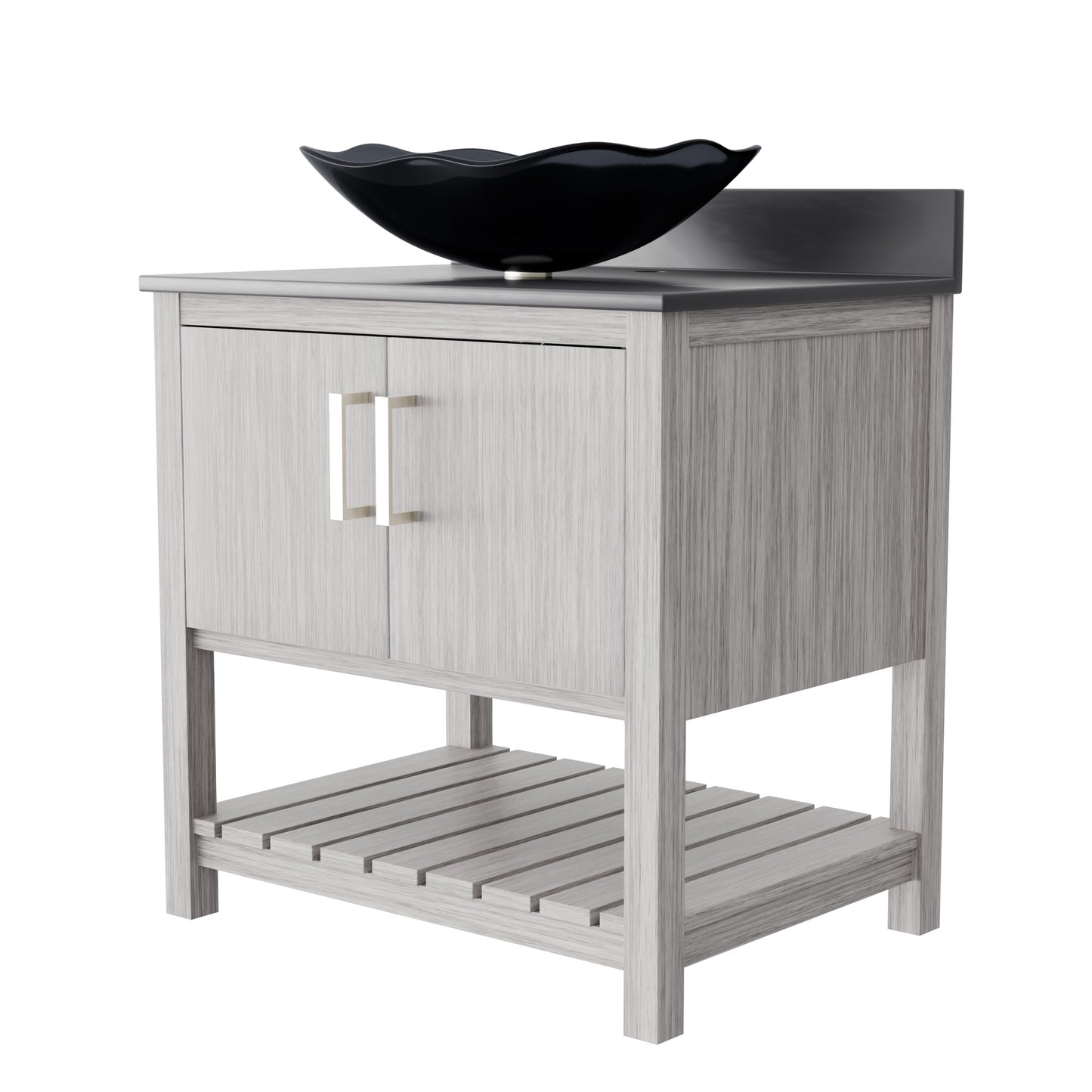 30-inch Bath Vanity with Storm Grey Quartz Counter and Sink - NOBV-30SG-280-317G
