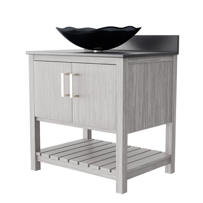 30-inch Bath Vanity with Storm Grey Quartz Counter and Sink - NOBV-30SG-280-317G