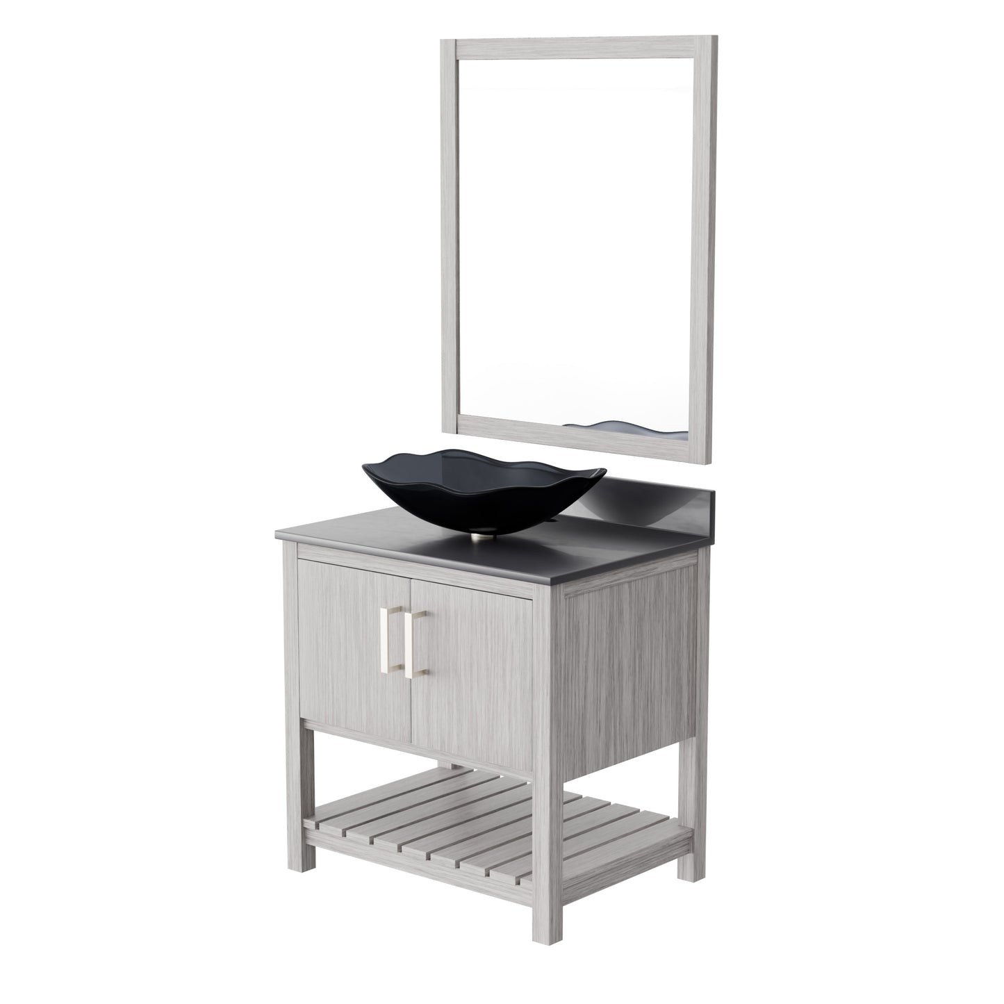 30-inch Bath Vanity with Storm Grey Quartz Counter and Sink - NOBV-30SG-280-317G