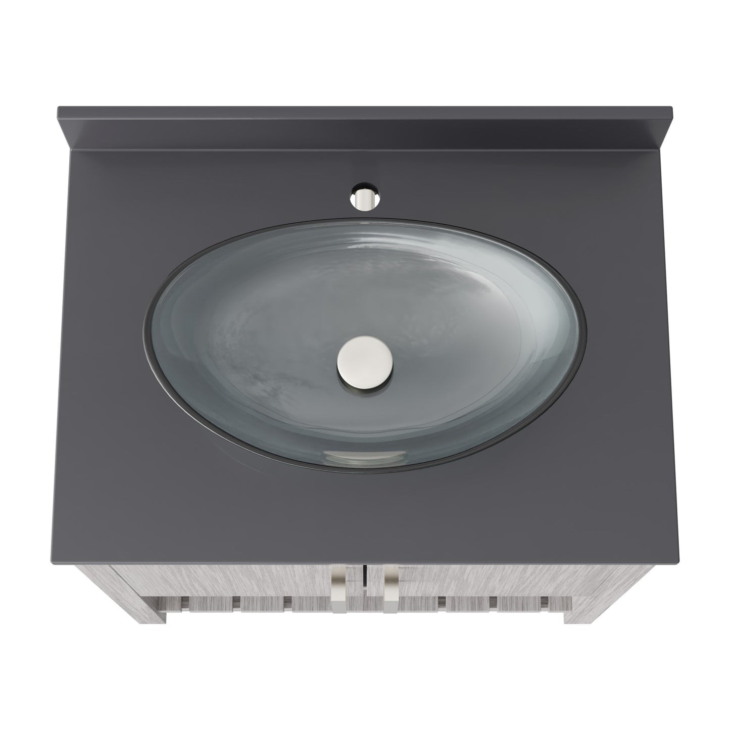 30-inch Novatto bathroom vanity with storm grey quartz countertop and integrated sink, showcasing modern bathroom accessory design.