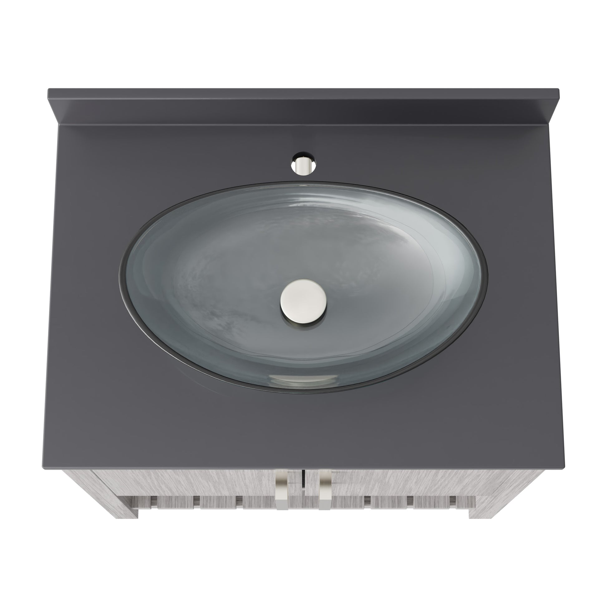 30-inch Novatto bathroom vanity with storm grey quartz countertop and integrated sink, showcasing modern bathroom accessory design.