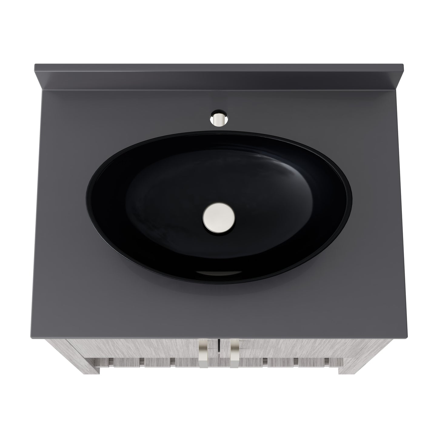 30-inch Novatto bath vanity with storm grey quartz countertop and integrated sink, showcasing sleek bathroom accessory design