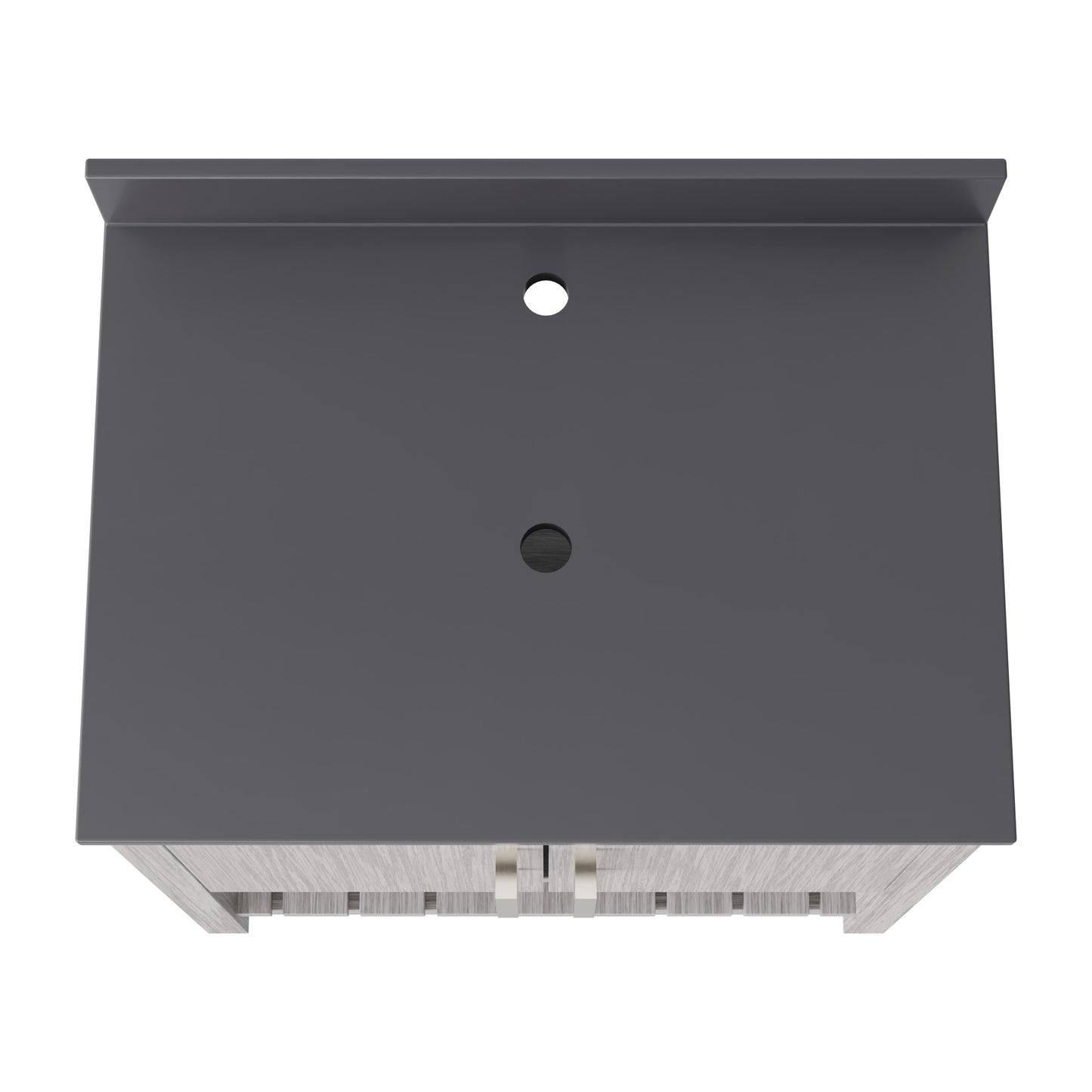 30-inch Novatto vanity with storm grey quartz countertop, showing sleek bathroom accessory with modern design and smooth surface.