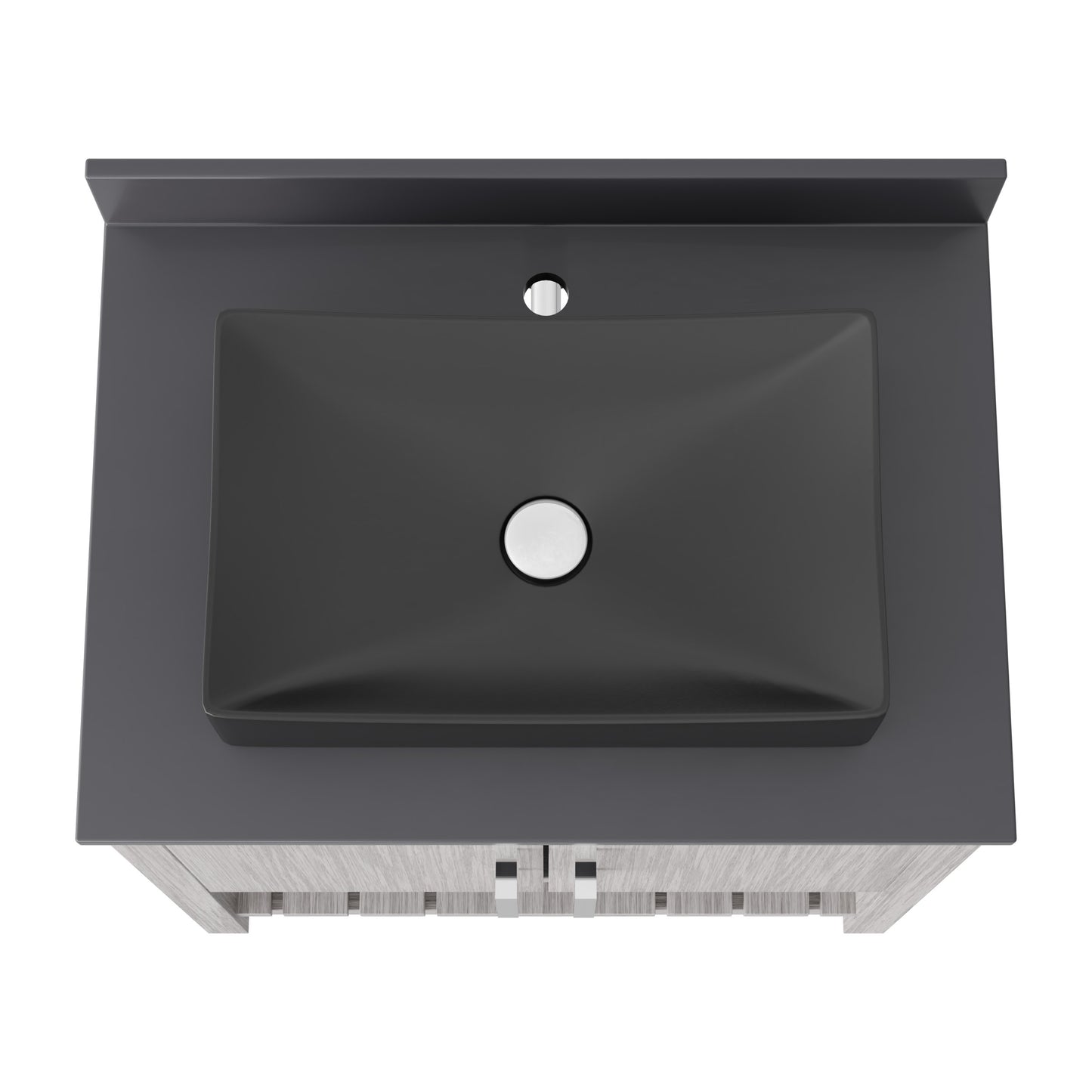 30-inch Novatto bath vanity with storm grey quartz countertop and sink, featuring modern design and sleek hardware.