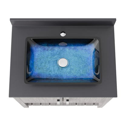 30-inch Novatto bath vanity with storm grey countertop and integrated sink, modern bathroom accessory.