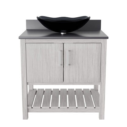 30-inch Bath Vanity with Storm Grey Quartz Counter and Sink - NOBV-30SG-280-317G