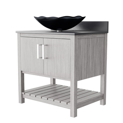 30-inch Bath Vanity with Storm Grey Quartz Counter and Sink - NOBV-30SG-280-317G