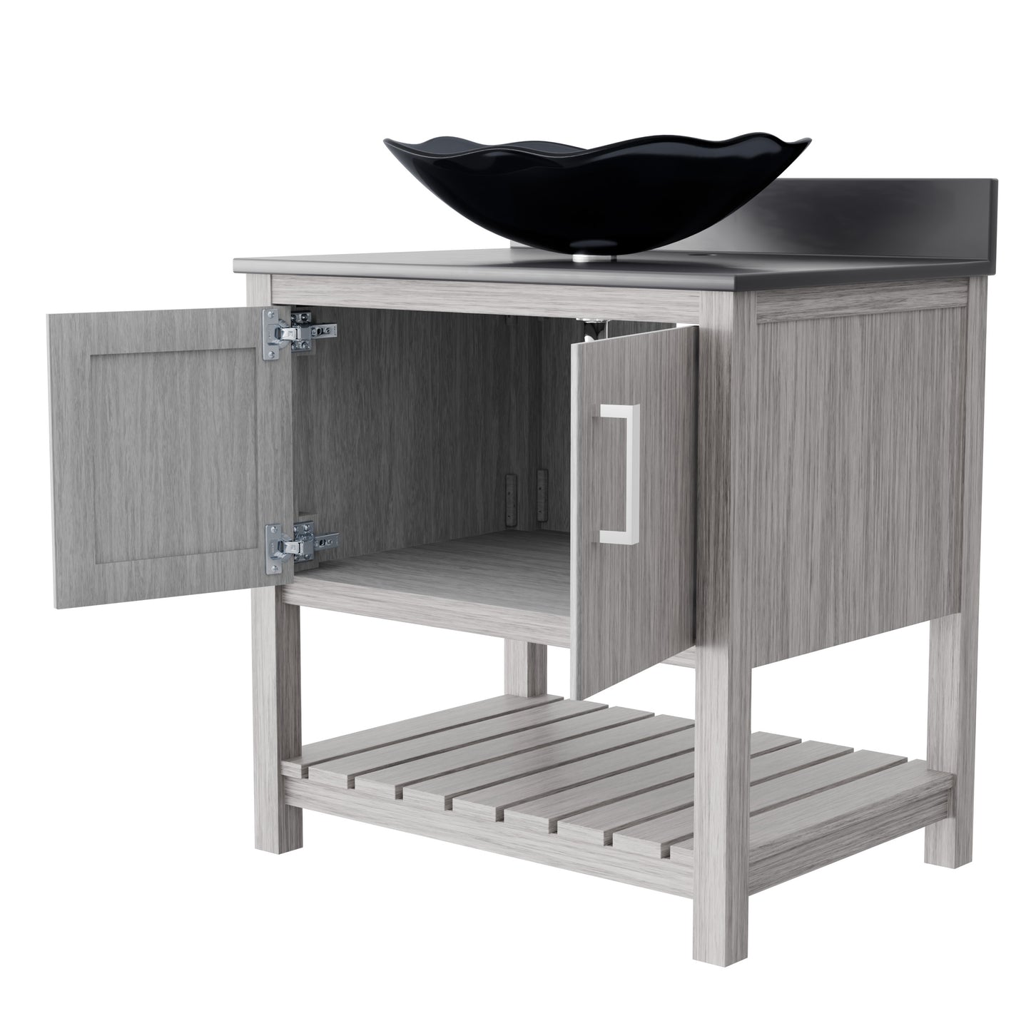 30-inch Bath Vanity with Storm Grey Quartz Counter and Sink - NOBV-30SG-280-317G