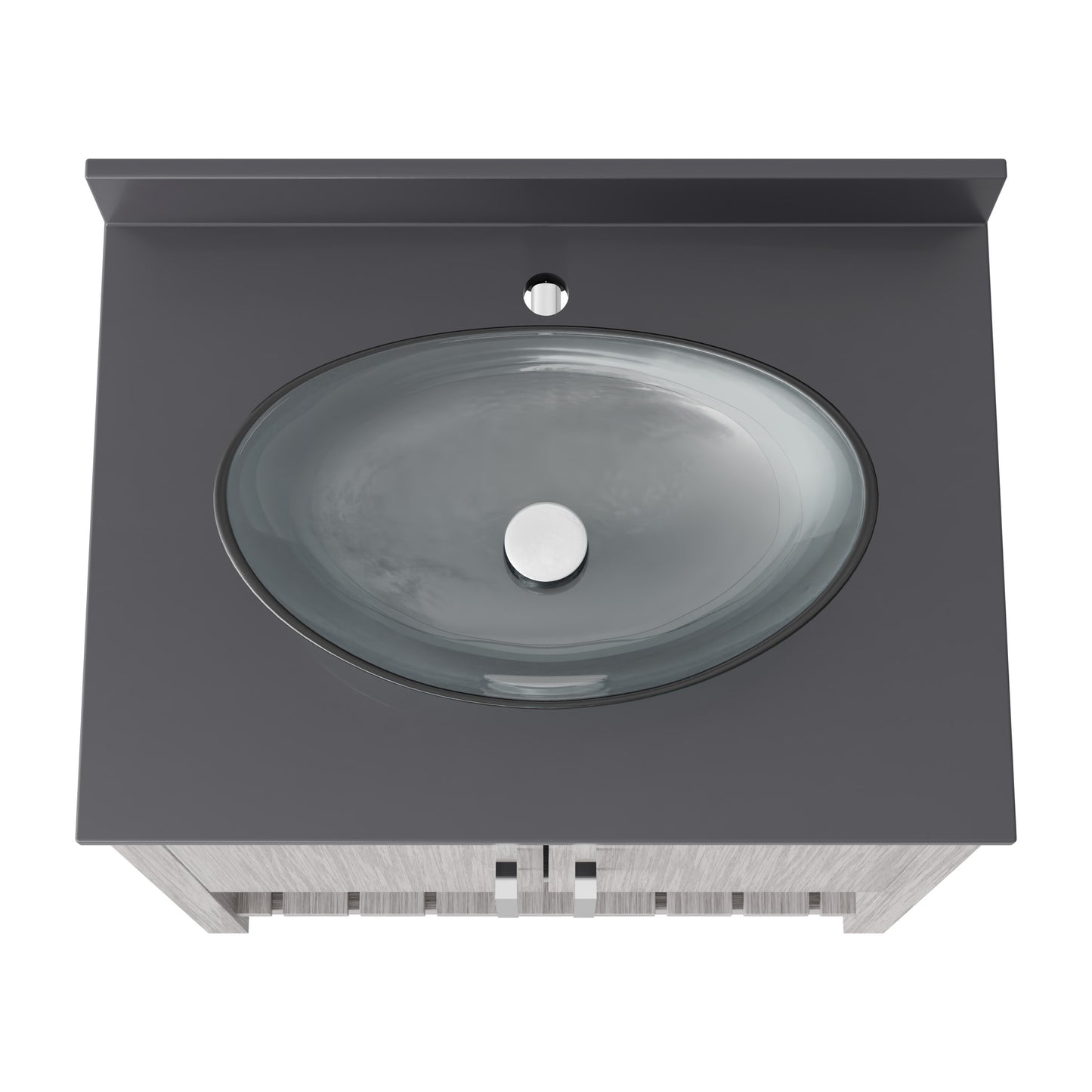 30-inch Novatto bath vanity with storm grey quartz countertop and sink, showing the sleek modern design and finish.