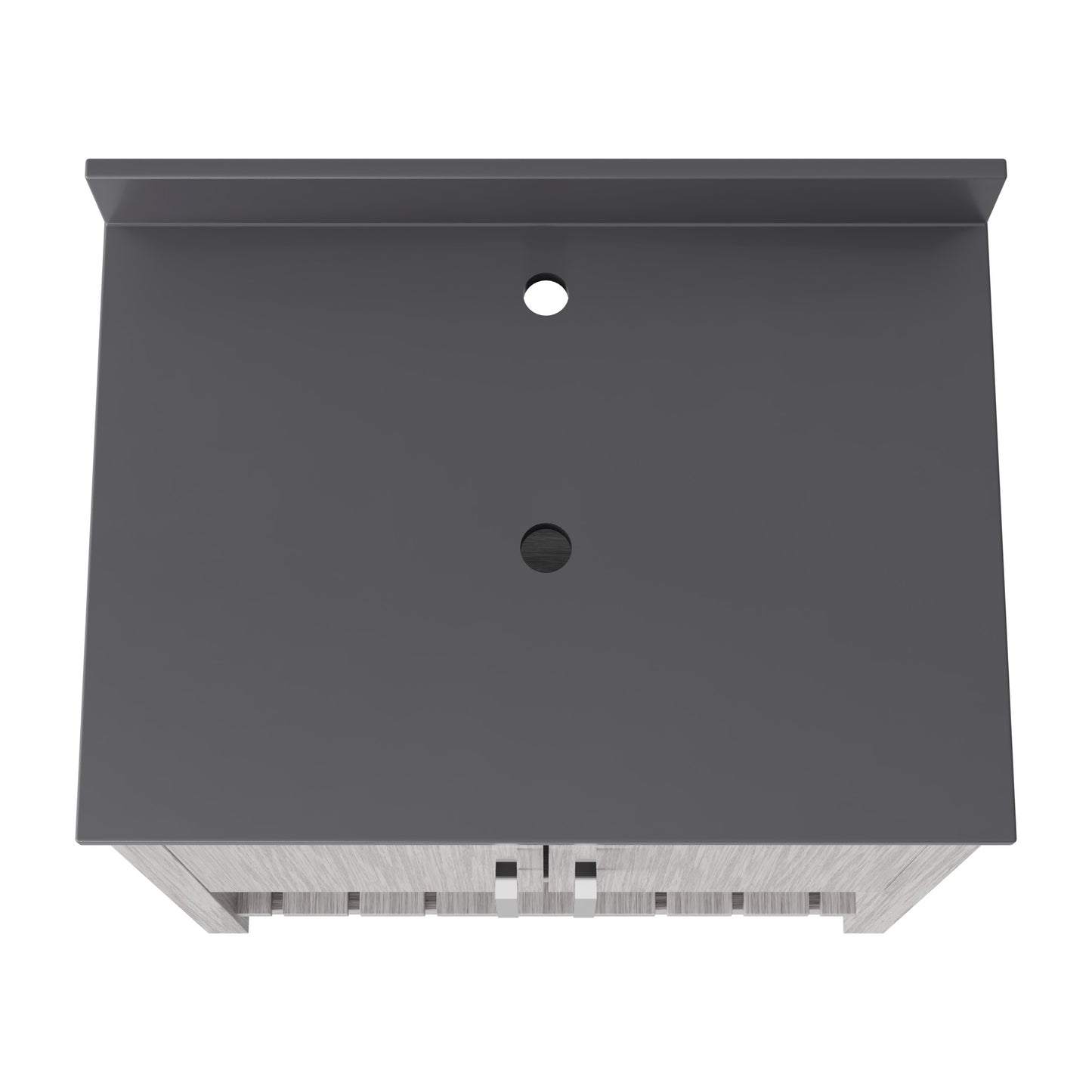 30-inch Novatto vanity with storm grey quartz countertop, showcasing sleek bathroom accessory with modern design.