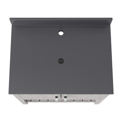 30-inch Novatto vanity with storm grey quartz countertop, showcasing sleek bathroom accessory with modern design.