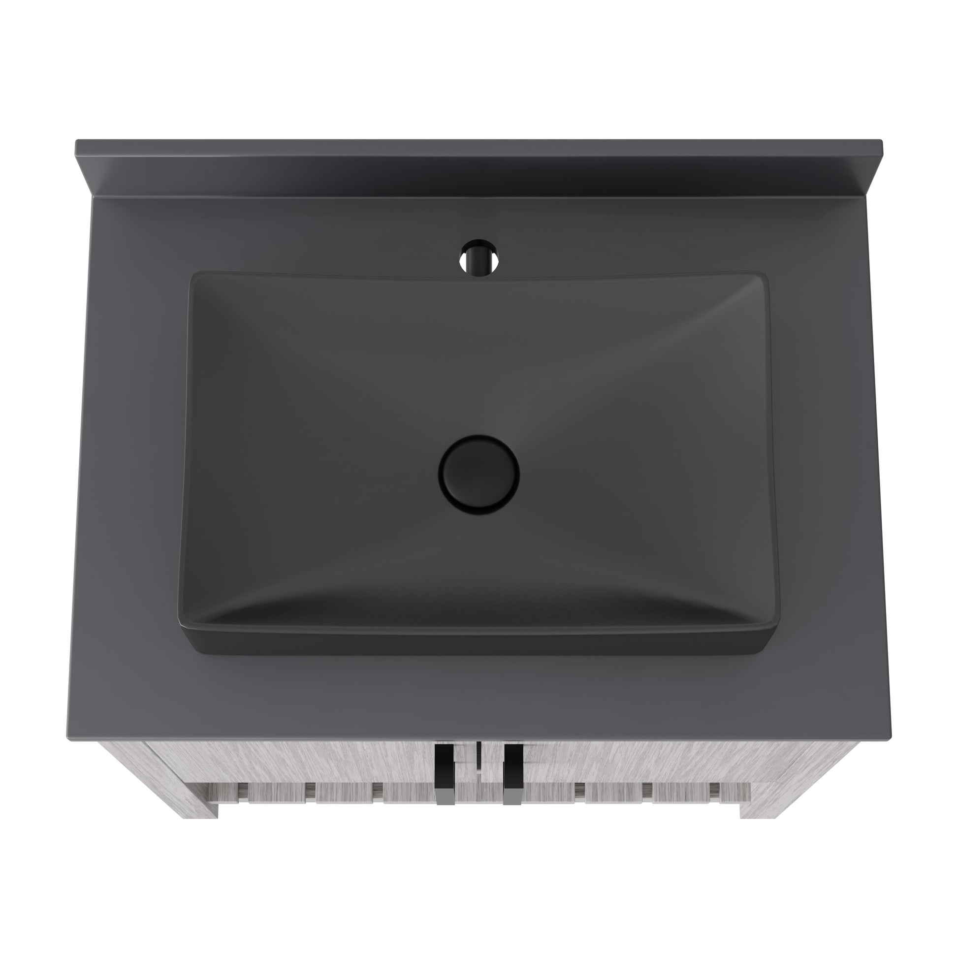 30-inch Novatto bath vanity with storm grey quartz counter and integrated sink, showcasing sleek bathroom accessory design.