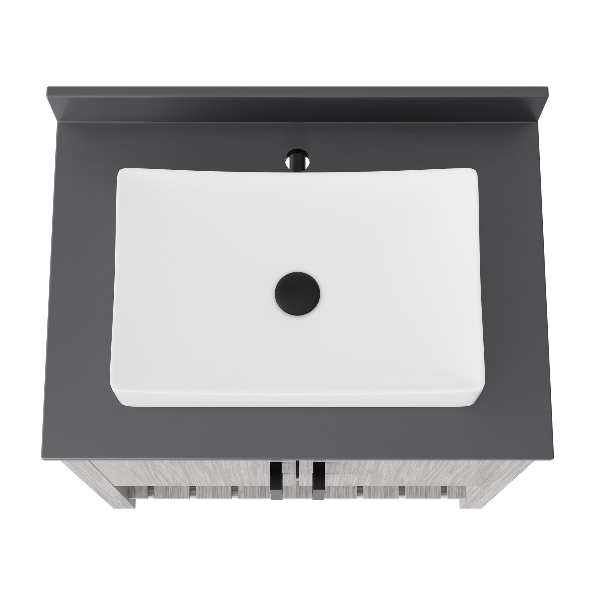 30-inch Novatto bath vanity with storm grey quartz countertop and integrated sink, showcasing sleek bathroom accessory design.