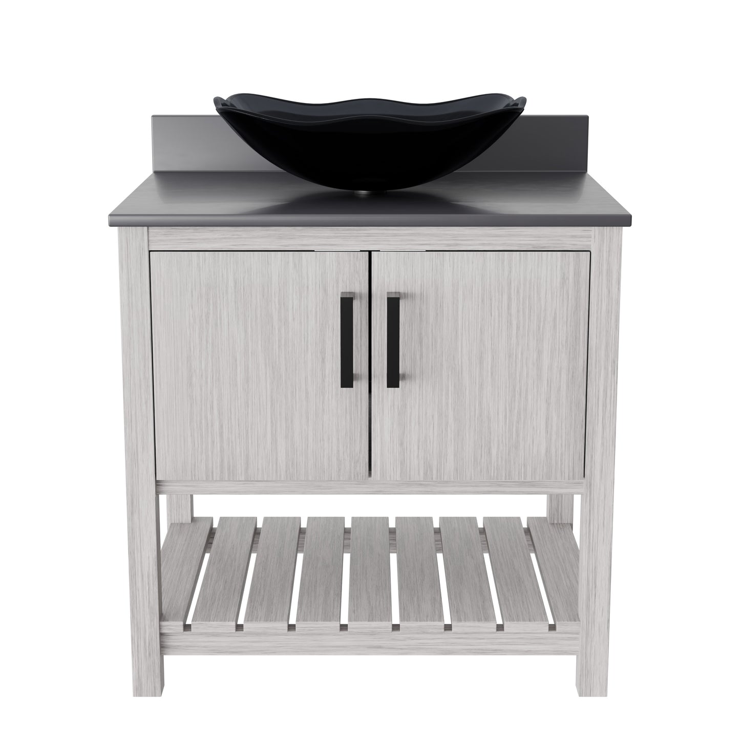 30-inch Bath Vanity with Storm Grey Quartz Counter and Sink - NOBV-30SG-280-317G