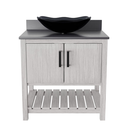 30-inch Bath Vanity with Storm Grey Quartz Counter and Sink - NOBV-30SG-280-317G