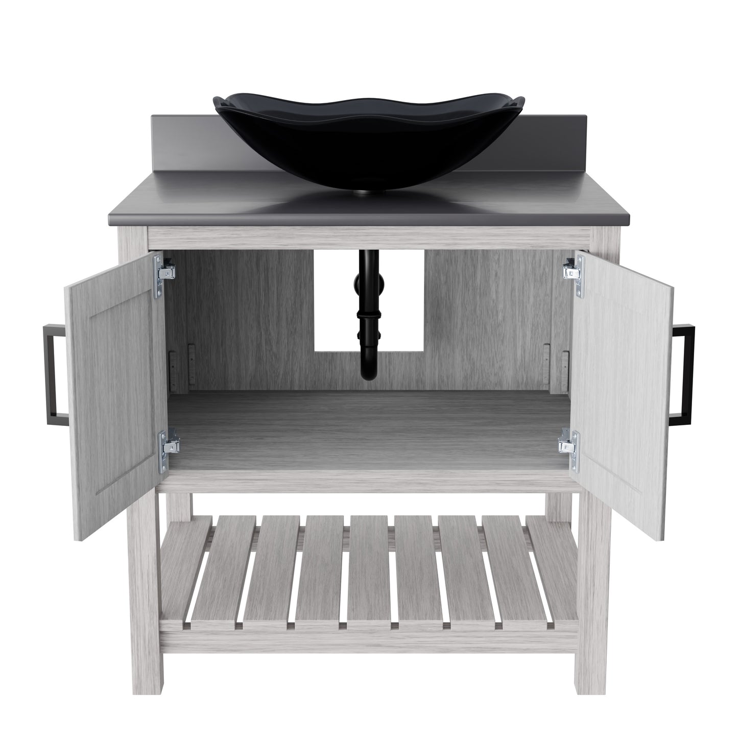 30-inch Bath Vanity with Storm Grey Quartz Counter and Sink - NOBV-30SG-280-317G