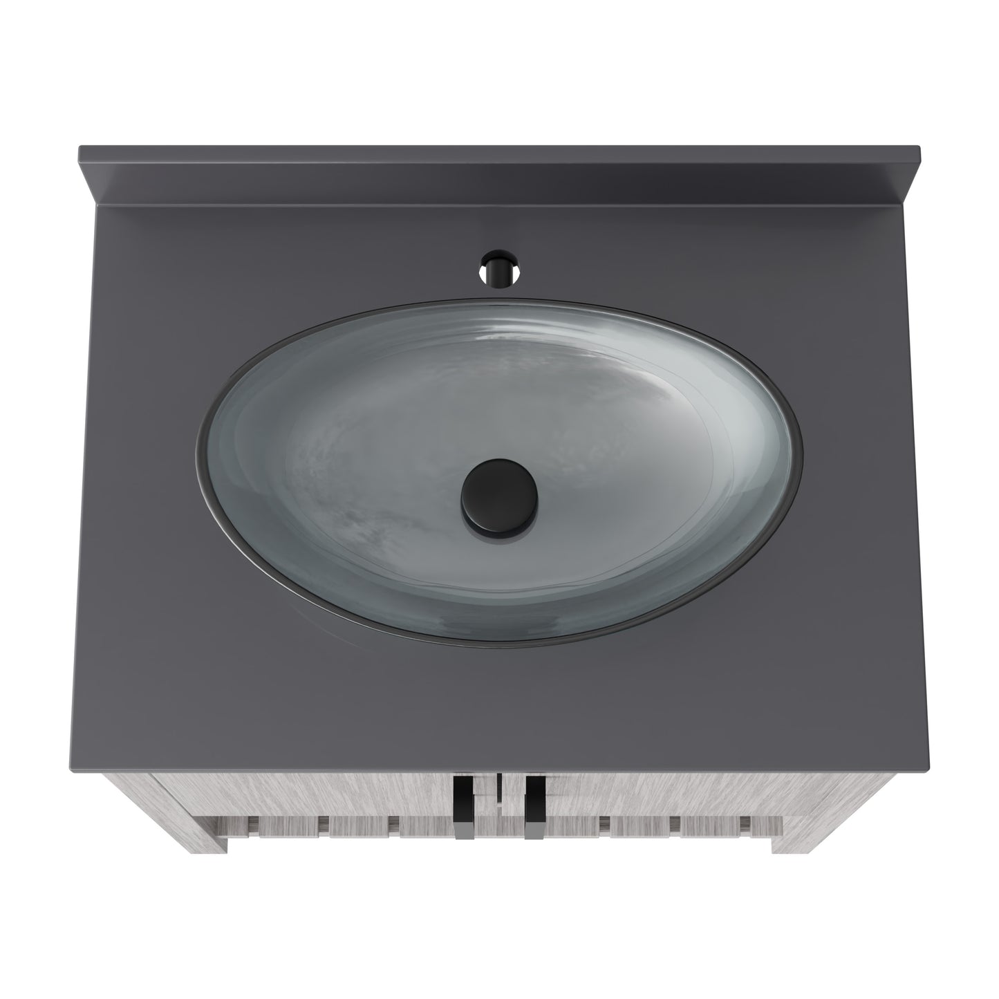 30-inch Novatto bath vanity with storm grey quartz countertop and sink, showcasing sleek bathroom accessory design.