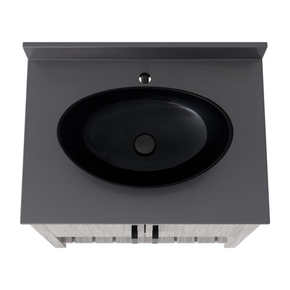30-inch Novatto bath vanity with storm grey quartz countertop and integrated sink, modern accessory for bathroom decor