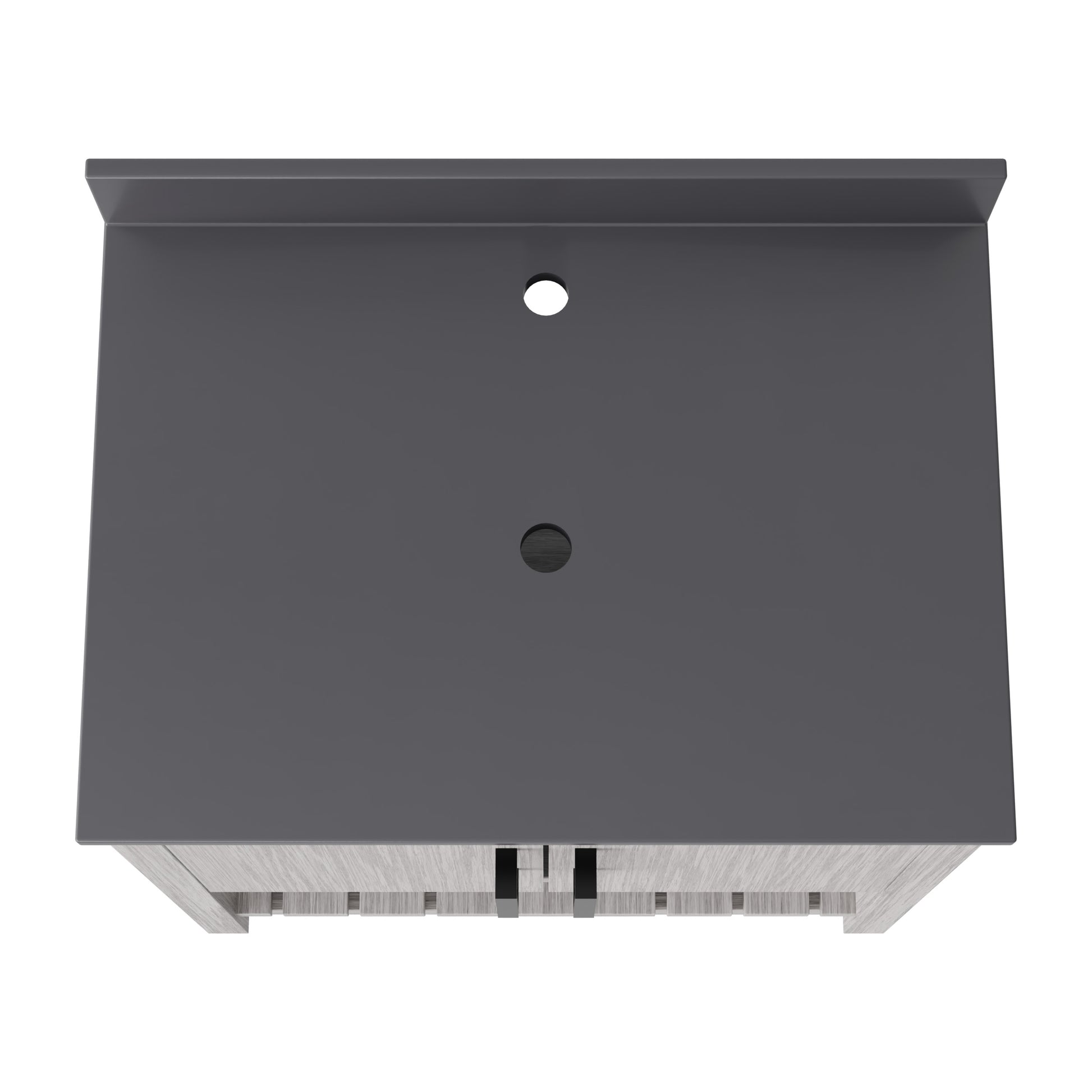 30-inch vanity with storm grey quartz countertop by Novatto, showing the sleek bathroom accessory with modern design.