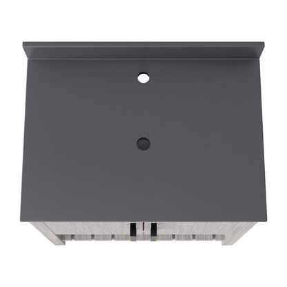 30-inch vanity with storm grey quartz countertop by Novatto, showing the sleek bathroom accessory with modern design.