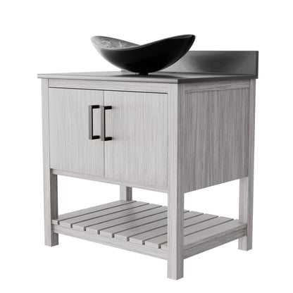30-inch Bath Vanity with Storm Grey Quartz Counter and Sink - NOBV-30SG-280-0128031