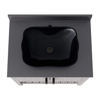 30-inch Bath Vanity with Storm Grey Quartz Counter and Sink - NOBV-30SG-280-317G