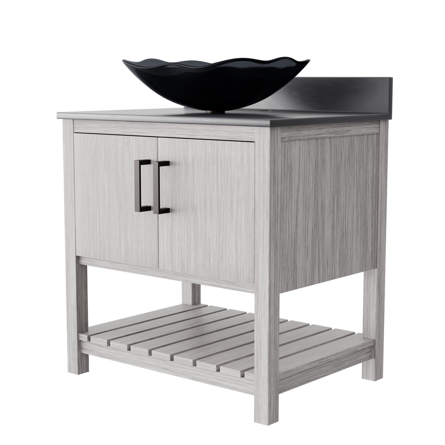 30-inch Bath Vanity with Storm Grey Quartz Counter and Sink - NOBV-30SG-280-317G