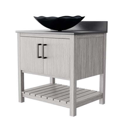 30-inch Bath Vanity with Storm Grey Quartz Counter and Sink - NOBV-30SG-280-317G