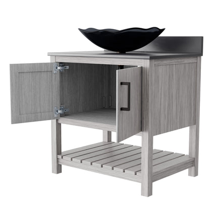 30-inch Bath Vanity with Storm Grey Quartz Counter and Sink - NOBV-30SG-280-317G