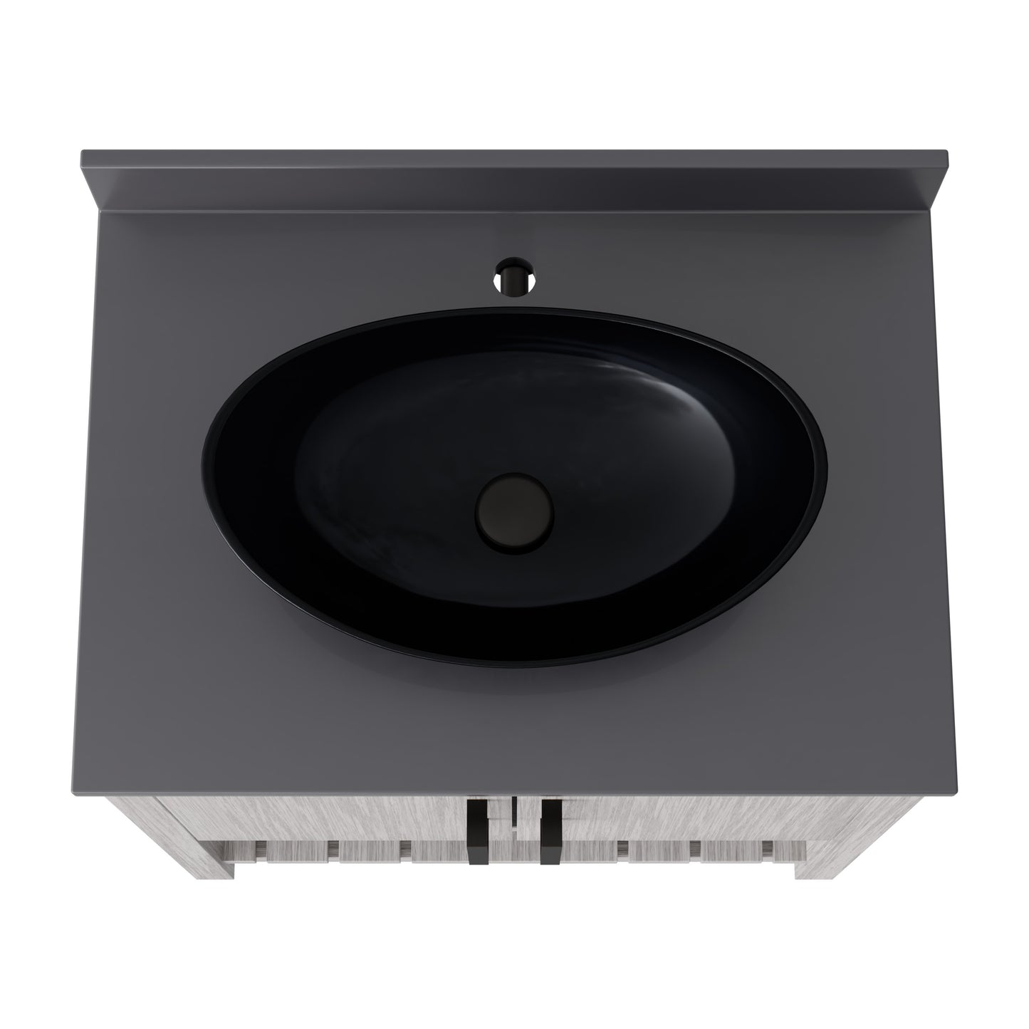 30-inch Novatto bath vanity with storm grey quartz countertop and integrated sink, showcasing sleek bathroom accessory design.