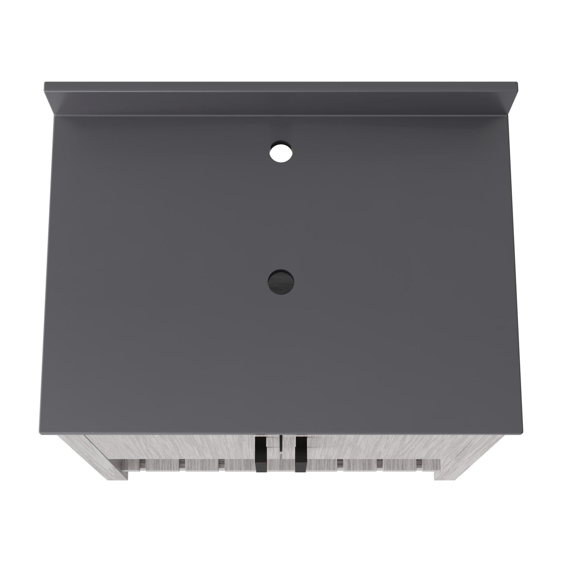 30-inch Novatto vanity with storm grey quartz countertop, showcasing sleek bathroom accessory and modern design features.