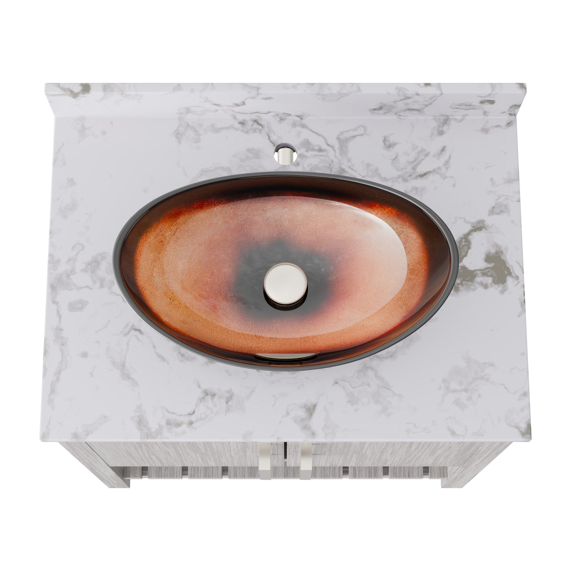 30-inch Novatto bath vanity with café mocha quartz countertop and integrated sink, modern bathroom accessory.
