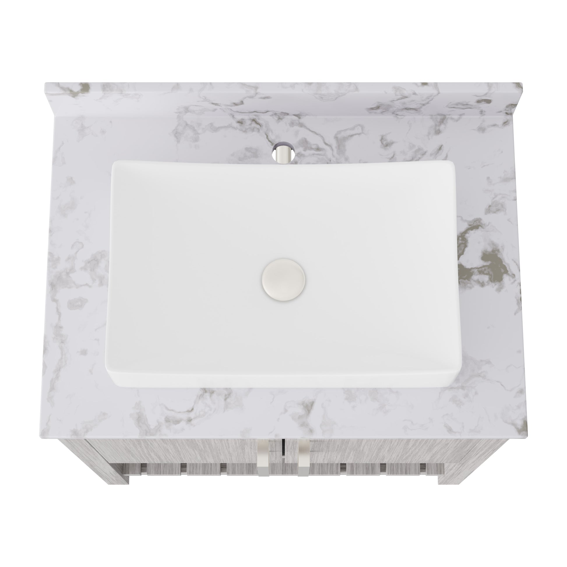 30-inch Novatto bath vanity with café mocha quartz counter and sink, showcasing a sleek bathroom accessory design.
