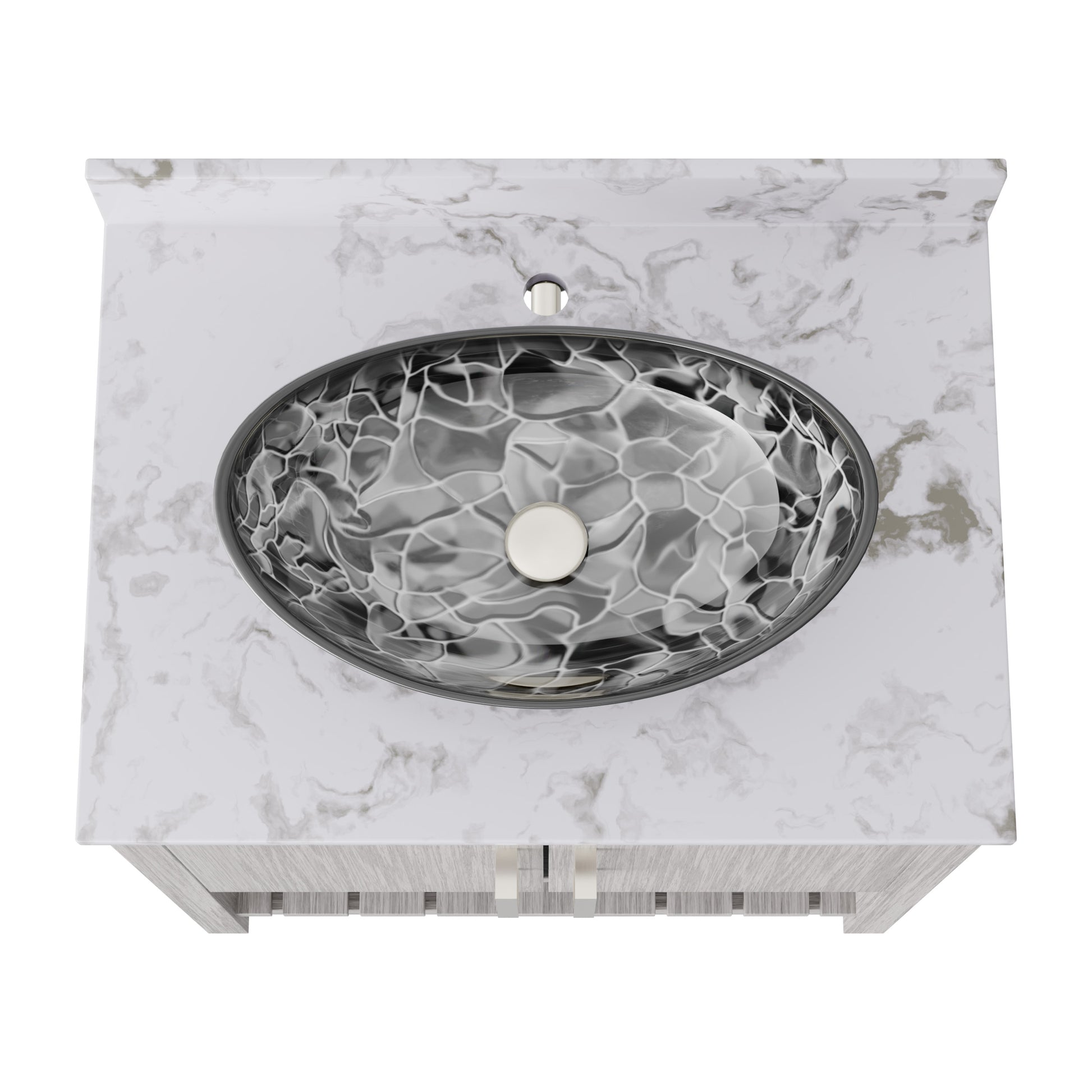 30-inch Novatto bath vanity with café mocha quartz countertop and integrated sink, showcasing elegant bathroom accessory design.