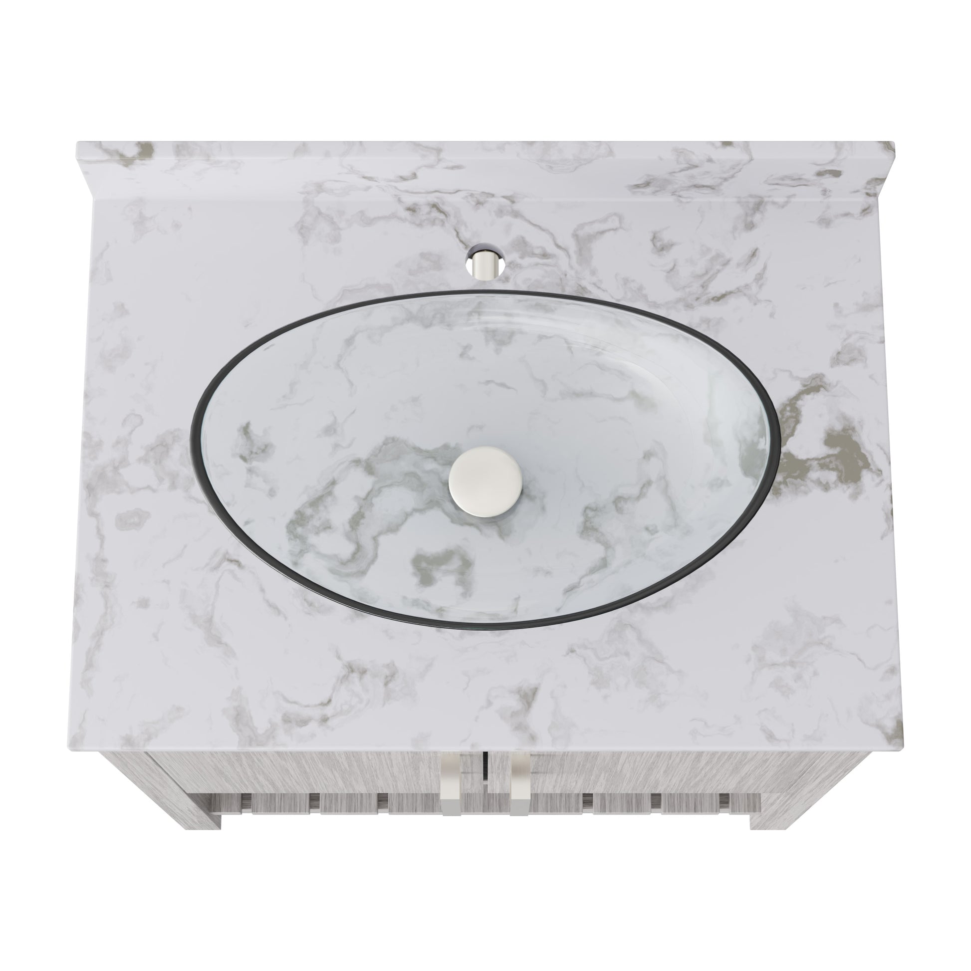 30-inch Novatto bath vanity with café mocha quartz countertop and sink, showcasing sleek, modern bathroom accessory design