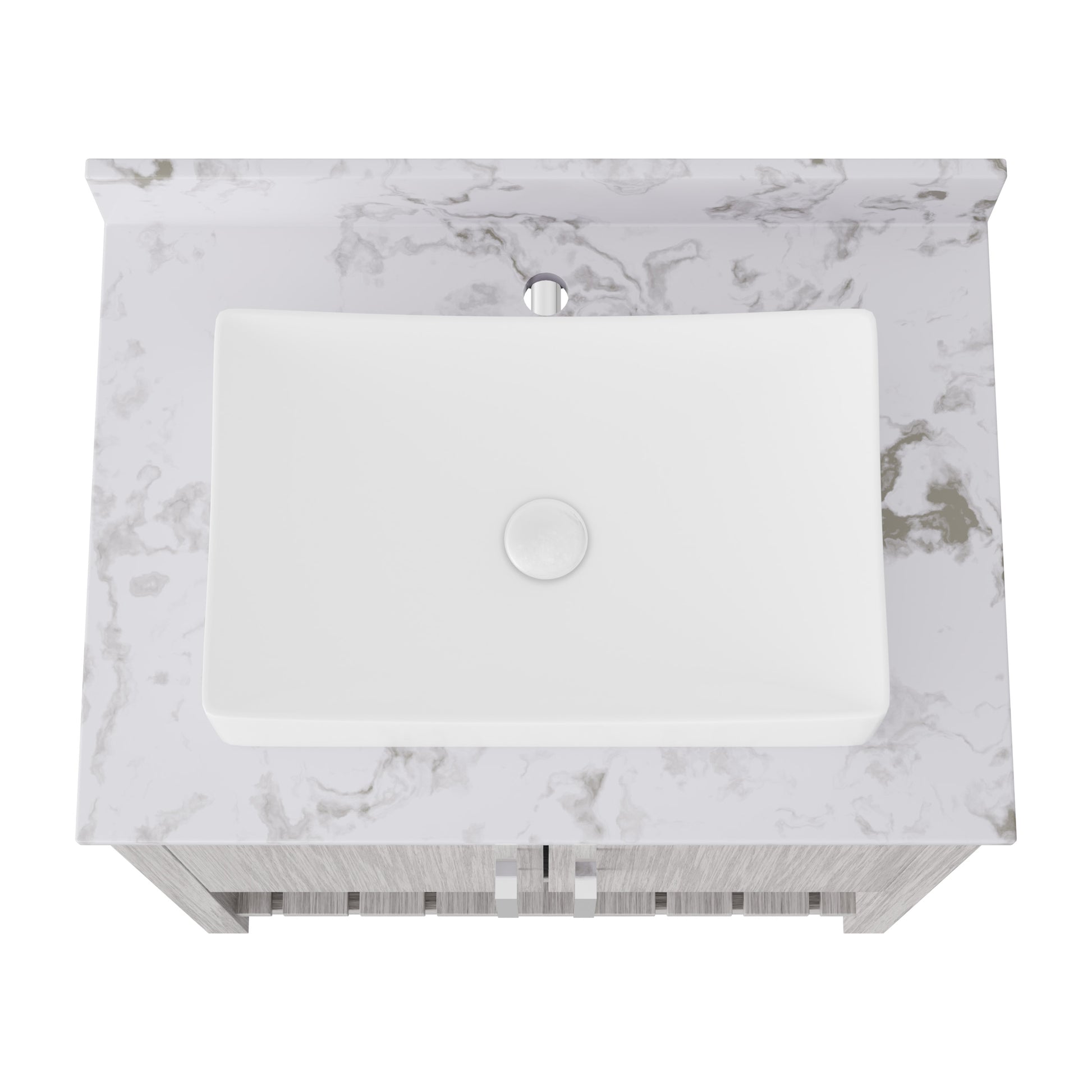 Novatto 30-inch bath vanity with café mocha quartz countertop and sink, showcasing sleek bathroom accessory design.