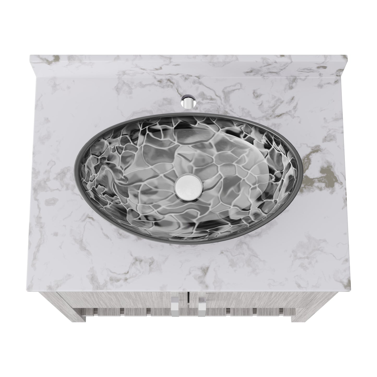 Novatto 30-inch bath vanity with café mocha quartz countertop and integrated sink, modern bathroom accessory.