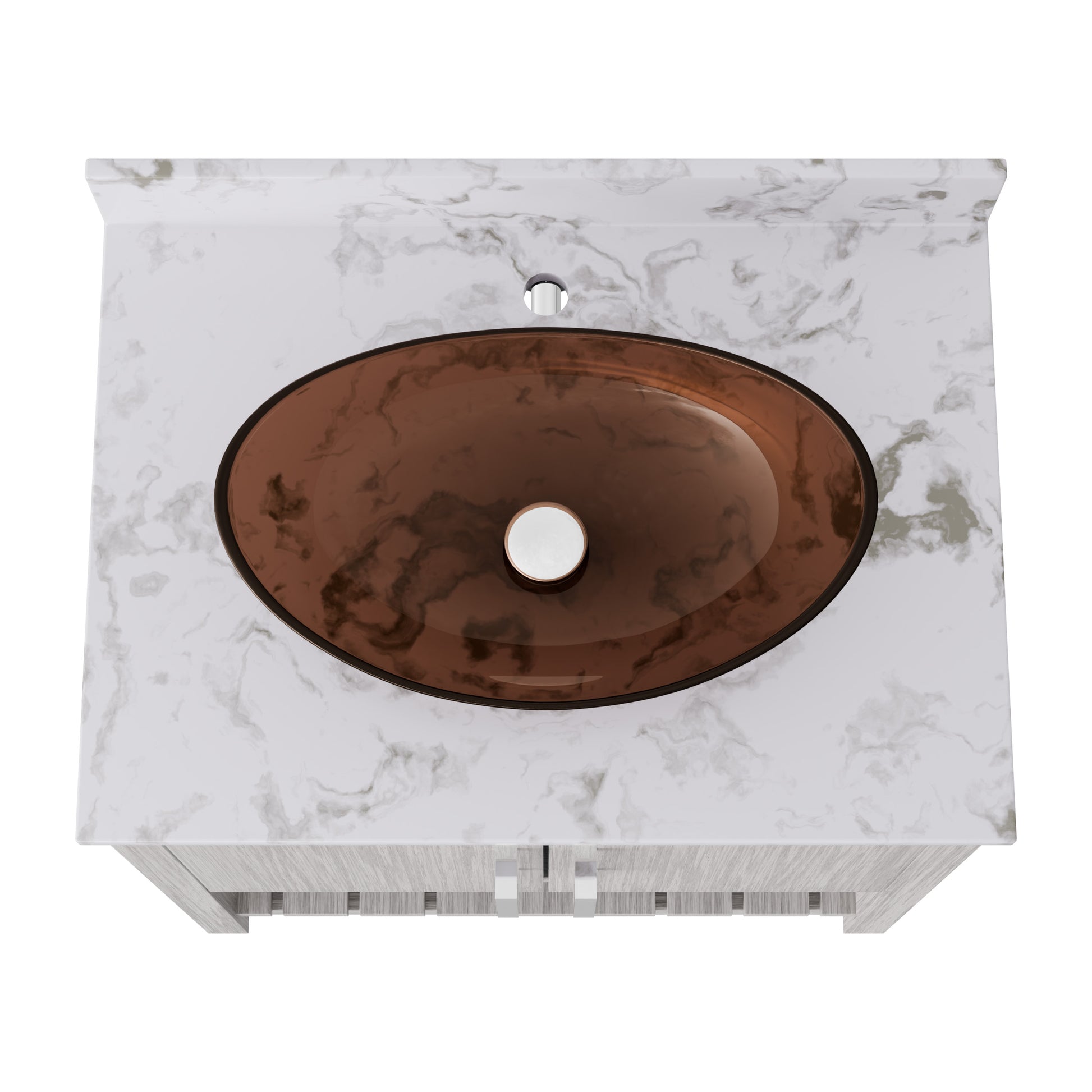 Novatto 30-inch bath vanity with café mocha quartz countertop and sink, showcasing a modern bathroom accessory design.
