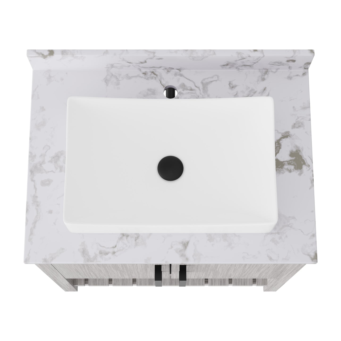 30-inch Novatto bath vanity with café mocha quartz countertop and integrated sink, modern bathroom accessory with sleek design