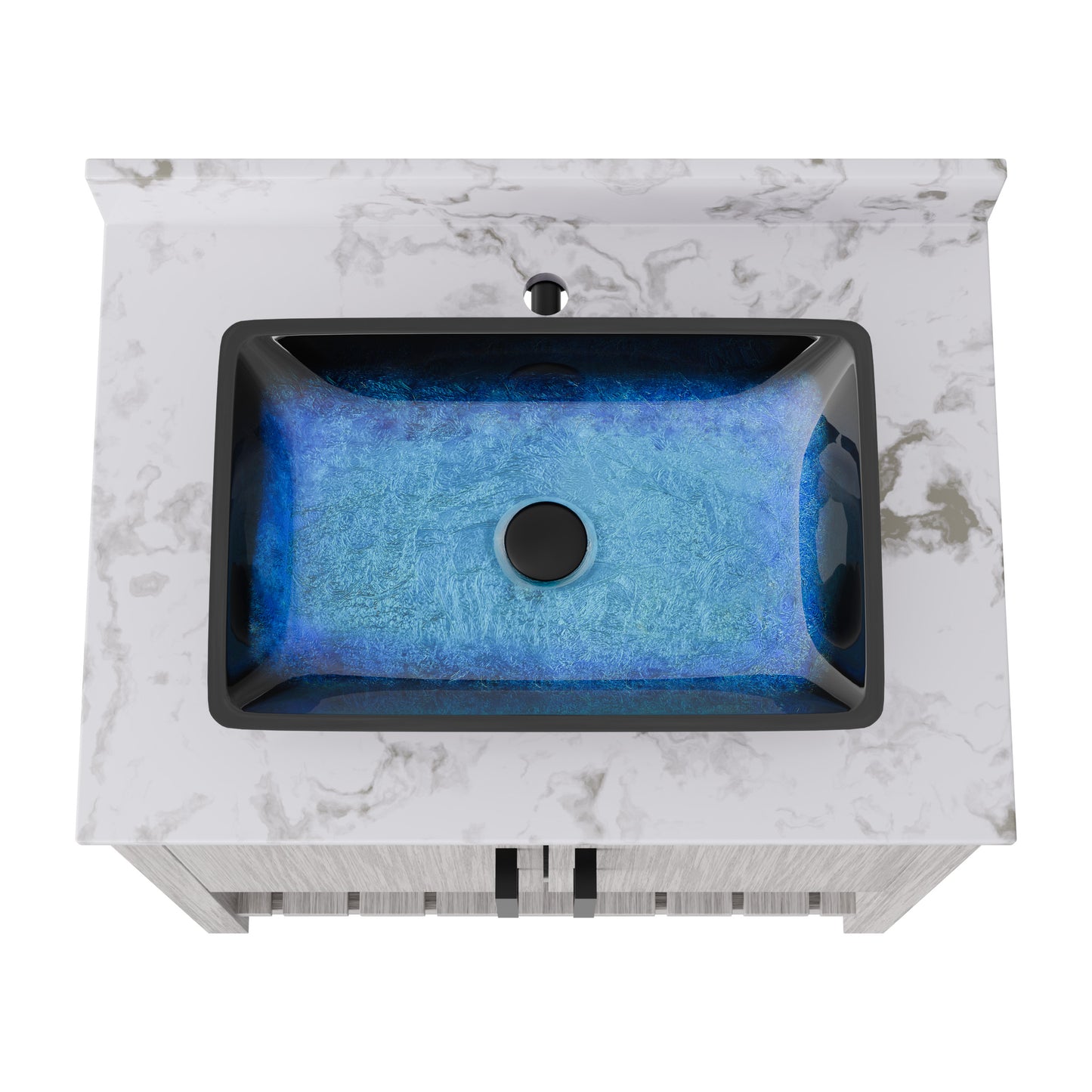 30-inch Novatto bath vanity with café mocha quartz countertop and integrated sink, modern bathroom accessory.